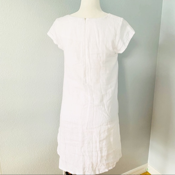 House of Pom White Linen Embroidered Shift DressXS - Picture 2 of 6